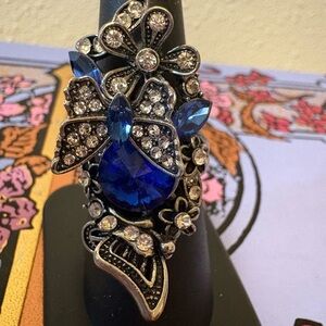 Silver Blue Butterfly Ring - 7.5